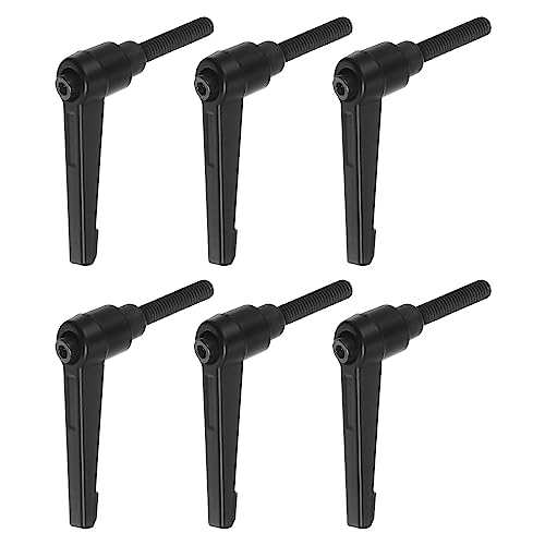 6pcs Adjustable Clamping Lever Handles M6 x 32mm Male Thread Bolt Knobs Rotating Screw Locking Quick Release Ratchet Push Button Handle, Black