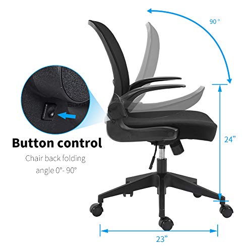 Ergonomic Office Chair Mesh with Foldable Backrest, Mesh Home Office Computer Task Desk Chairs with Adjustable Arms and 360 Degree Universal Wheels (Black)