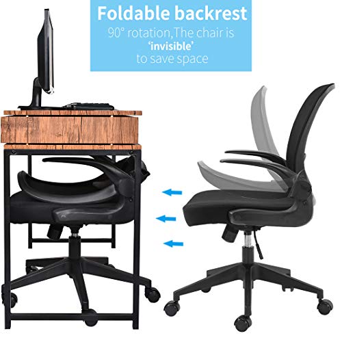 Ergonomic Office Chair Mesh with Foldable Backrest, Mesh Home Office Computer Task Desk Chairs with Adjustable Arms and 360 Degree Universal Wheels (Black)