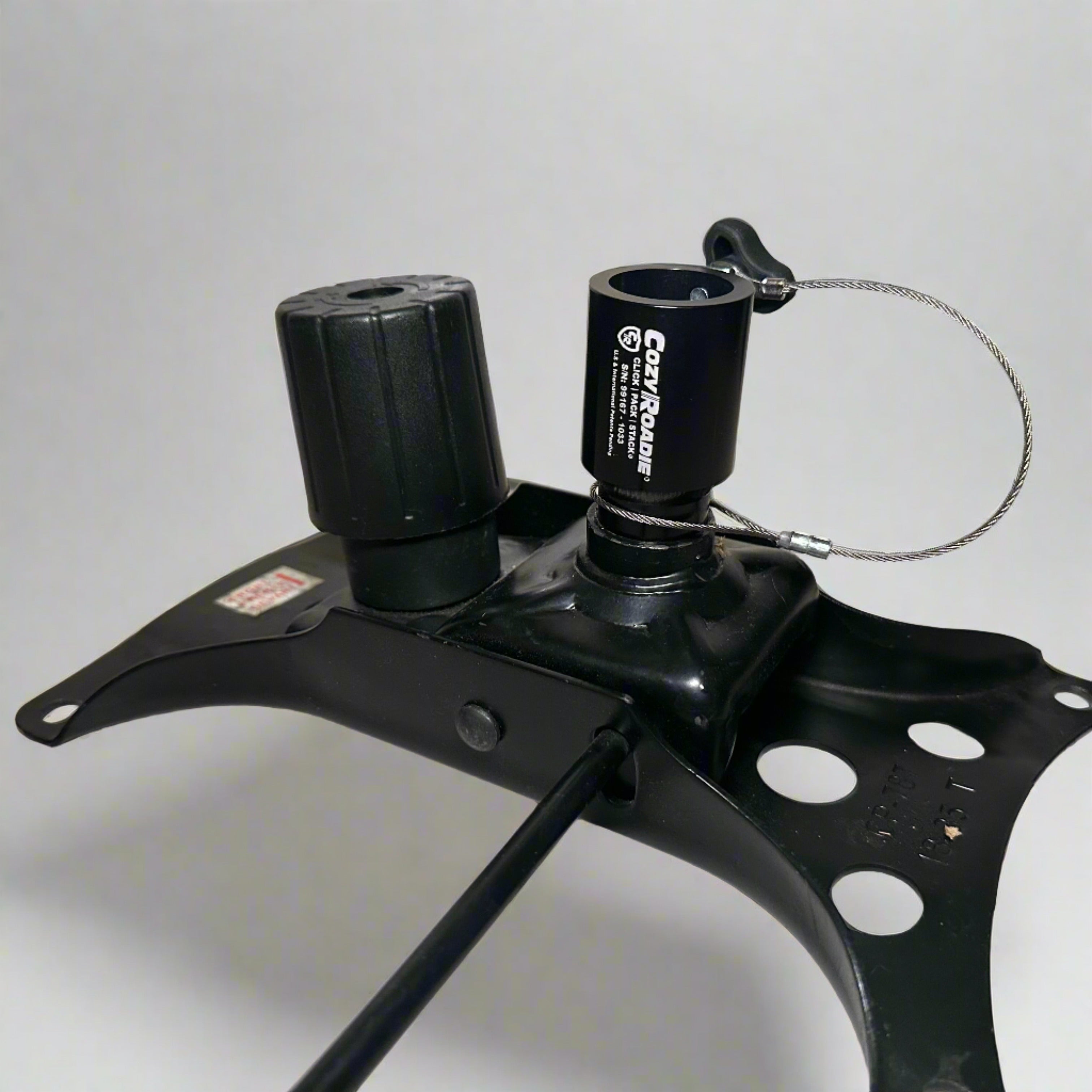 Cozy Roadie Universal Seat Plate Adapter installed