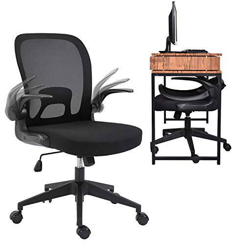 Ergonomic Office Chair Mesh with Foldable Backrest, Mesh Home Office Computer Task Desk Chairs with Adjustable Arms and 360 Degree Universal Wheels (Black)