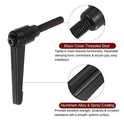 HARFINGTON 6pcs Adjustable Clamping Lever Handles M6 x 32mm Male Thread Bolt Knobs Rotating Screw Locking Quick Release Ratchet Push Button Handle, Black